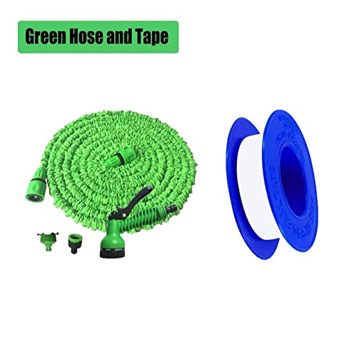 Gartenschlauch Garten erweiterbarer flexibler Wasserschlauch Kunststoff Leichte Bewässerungsschläuche Gartenrohrschlauch(Green With Tape,150FT 45m) von HPHPH