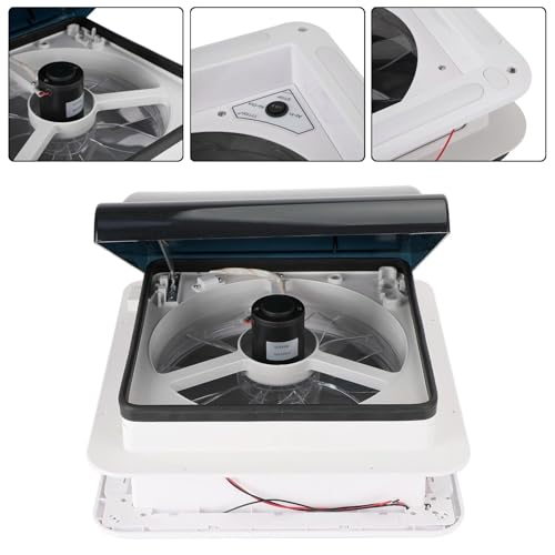 HPHPH Dachentlüftung 14" RV Caravan Dach Vent Manuelle RV Camper Fan 12V Dachfenster mit LED-Licht HPHPH Dachentlüftung 14" RV Caravan Dach Vent Manuelle RV Camper Fan 12V Dachfenster mit LED-Licht von HPHPH