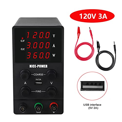 HPHPH Labornetzteil 4 Ziffern USB DC. Labor-Stromversorgung einstellbar 3 0V 10A 60V 120V 5A 3A Genaue Regulated Voltage Regulator Switching Bank Quelle(SPS1203-Black,220-V) von HPHPH