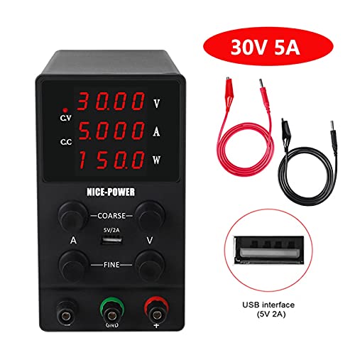 HPHPH Labornetzteil 4 Ziffern USB DC. Labor-Stromversorgung einstellbar 3 0V 10A 60V 120V 5A 3A Genaue Regulated Voltage Regulator Switching Bank Quelle(SPS305-Black,220-V) von HPHPH