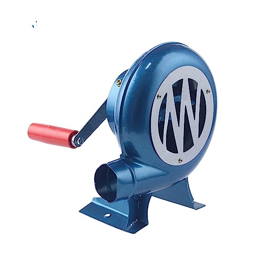 HPHPH Radialventilator, 1PC 120w Metall Industrie Outdoor Grill Eisen Getriebe Handkurbelgebläse, Handventilator Manuelles Feuergebläse Popcornventilator Blaues Modell von HPHPH