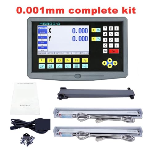 Mehrsprachige 2-Achse. LCD Kit HS800-2. Drehdrehmaschine Fräsen digitaler Anzeige Linearglas Skala Encoder Griziert Lineal,Digitales DRO(0.001mm complete set) von HPHPH