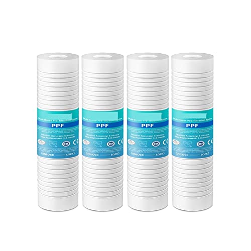 Osmoseanlage 5-Mikron-Sediment-Wasserfiltersystem for das ganze Haus, Vorfilter, 10-Zoll-PPFcotton-Vorfilter(4x Replace Filter) von HPHPH