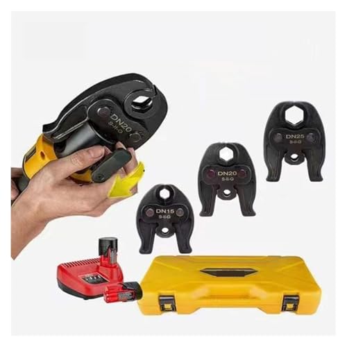 Tragbare Lade-Hydraulikklemme, Mini-Elektro-Crimpzange, Kupfer- und Aluminium-Stromkabel-Werkzeug, automatischer Reset Hydraulisches Werkzeug(Tool Kit DN- II) von HPHPH
