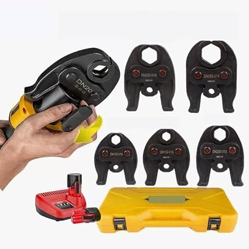 Tragbare Lade-Hydraulikklemme, Mini-Elektro-Crimpzange, Kupfer- und Aluminium-Stromkabel-Werkzeug, automatischer Reset Hydraulisches Werkzeug(Tool Kit V type) von HPHPH