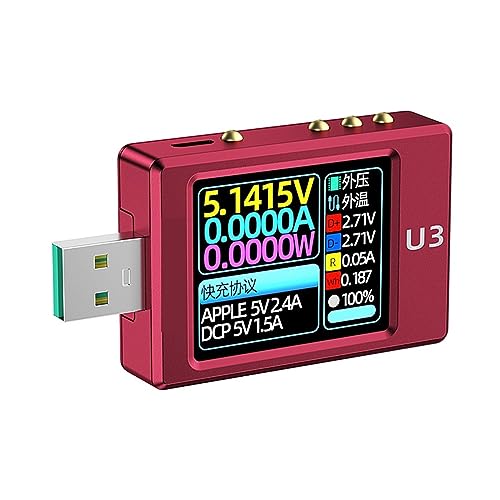 USB Tester, U3/L USB Tester Spannung Strom Meter QC5 PD3.1PPS Schnellladeprotokoll Trigger Kapazität Monitor 8A Welligkeit(CNC Red) von HPHPH