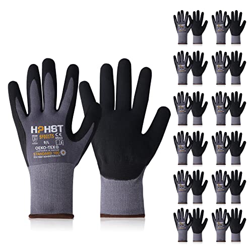 HPHST Arbeitshandschuhe SF001TS Handschuhe 12 Paar Montagehandschuhe für Damen und Herren Gloves Ergonomisches Design Smart Touch Gartenhandschuhe Größe 10/XL von HPHST
