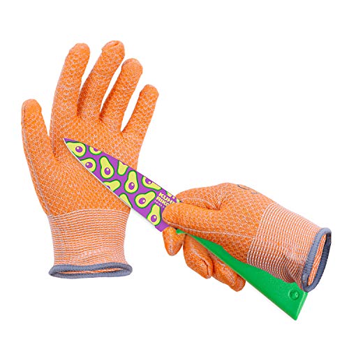 HPHST Schnittsichere Handschuhe für Kinder Kinder Arbeitshandschuhe im Wabendesign A5 Schnittfeste Handschuhe Gartenhandschuhe für 3-8 Jährige Kinder 1 Paar Grau (XXS, Orange) von HPHST