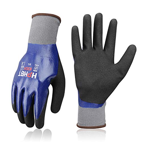 HPHST wasserdichte Arbeitshandschuhe 3 Paare Nitrilbeschichtung Handschuhe wasserdichte und Öldichte Gartenhandschuhe Bauhandschuhe für Herren und Damen Größe: 8 / M von HPHST