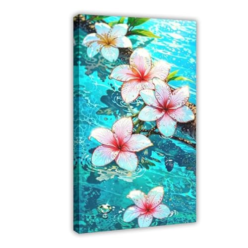 HPIOJQGOO Poster mit tropischen Blumen, Leinwand, Schlafzimmer, Dekoration, Landschaft, Büro, Raumdekoration, Geschenk, 60 x 90 cm von HPIOJQGOO