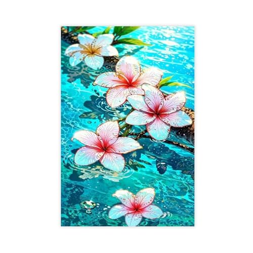 HPIOJQGOO Poster mit tropischen Blumen, Leinwand, Wandkunst, Dekor, Bild, Gemälde für Wohnzimmer, Schlafzimmer, Dekoration, 40 x 60 cm von HPIOJQGOO