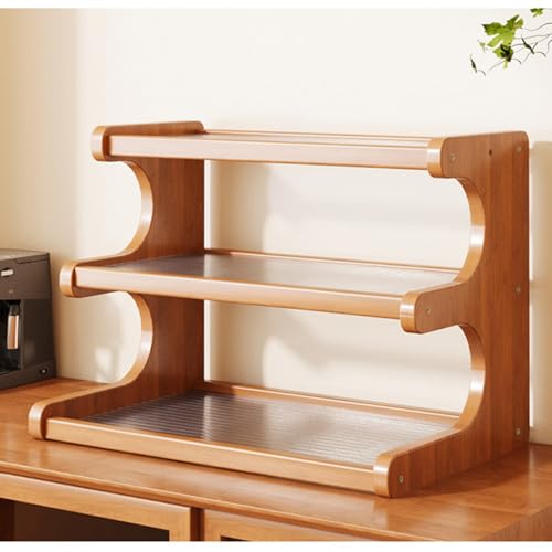 HPIRFYE Mehrschichtiger Schreibtisch-Organizer Mit Acryltrennwand, Moderner Holz-Schreibtischorganizer, Offenes Regal Für Büro, Zuhause Oder Studentenwohnheim von HPIRFYE