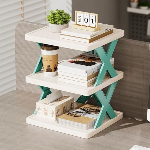 HPIRFYE Modern Büro Desktop Bücherregal,3 -Ebenen Bücherregal Klein Schreibtisch,Computer-Desktop-Displayständer,Geeignet Für Zuhause, Büro Und Wohnheim von HPIRFYE