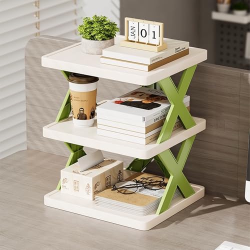 HPIRFYE Modern Büro Desktop Bücherregal,3 -Ebenen Bücherregal Klein Schreibtisch,Computer-Desktop-Displayständer,Geeignet Für Zuhause, Büro Und Wohnheim von HPIRFYE