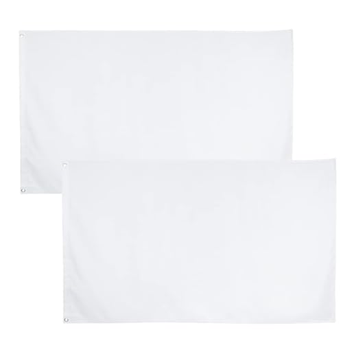2 Stück Blanko-Flagge Einfarbig Rein Weiße Banner 150 * 90CM mit 2 Messing-Ösen Polyester-Gewebe Leinwand Flagge von HPMAISON