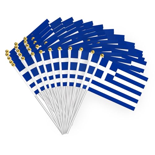 50 Stück Griechische Handgehaltene Flagge 21 * 14CM Banner Hand Winken Flagge Griechische Fahne mit 30cm Plastik-Fahnenmast Feiertag Parade Dekoration 50 Stück Griechische Handgehaltene Flagge 21 * 14CM Banner Hand Winken Flagge Griechische Fahne mit 30cm Plastik-Fahnenmast Feiertag Parade Dekoration von HPMAISON