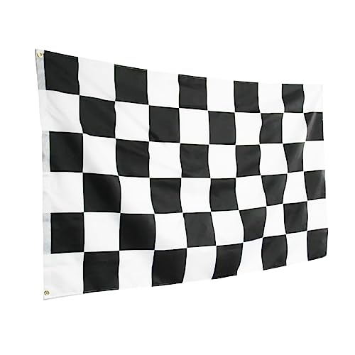 90 * 150cm/3 * 5ft Große Karierte Rennsport-Flaggen Zielflagge Mit 2 Messing Ösen Schwarz-weißes Karo Fahne Schiedsrichter-Flagge Motorsport Rennen Party Parade Feiern Sport Indoor Outdoor Dekoration von HPMAISON