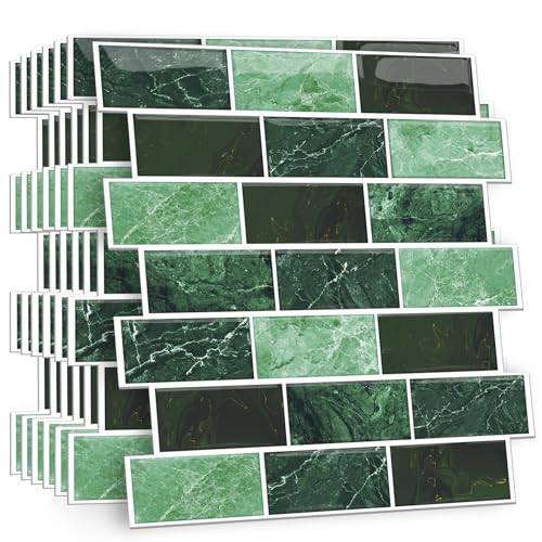 HPNIUB 10 Stück Metro Fliesenaufkleber Klebefliesen Küchenrückwand Selbstklebend fliesenaufkleber klebefliesen küche Wandpaneele Weiß 30 x 30cm von HPNIUB