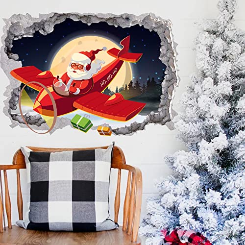 HPNIUB 3D Weihnachtsfenster Aufkleber,Santa Claus Stickers,Weihnachten Schaufenster Deko,Neujahr Schneeflocke Fensterdeko PVC Abnehmbar Weihnachts Fensterbilder für Vitrinen Glas Zuhause Wandtattoo von HPNIUB