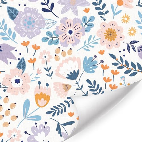 HPNIUB Aquarell Lila Blumentapete Selbstklebende Abziehfolie Botanische Blumen Wandaufkleber für Badezimmer Schlafzimmer Wohnzimmer Kinderzimmer Boho Deko(44x300cm) von HPNIUB