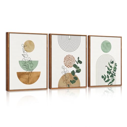 HPNIUB Boho Grün Leinwandbild im Rahmen, abstrakte bohemische Wanddekoration, Mid-Century-Moderne geometrische Wandmalerei, neutrale botanische Kunstdrucke für Wohnzimmer, Schlafzimmer oder Büro HPNIUB Boho Grün Leinwandbild im Rahmen, abstrakte bohemische Wanddekoration, Mid-Century-Moderne geometrische Wandmalerei, neutrale botanische Kunstdrucke für Wohnzimmer, Schlafzimmer oder Büro von HPNIUB