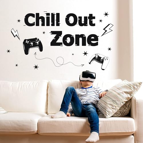 HPNIUB Chill out Wand Aufkleber Lounge Wand AufkleberWandtattoo Jugendzimmer Spruch CHILL OUT ZONE in Schwarz Wandsticker Teenager Mädchen & Junge Grafitti Aufkleber Jugendliche Zimmer Deko von HPNIUB