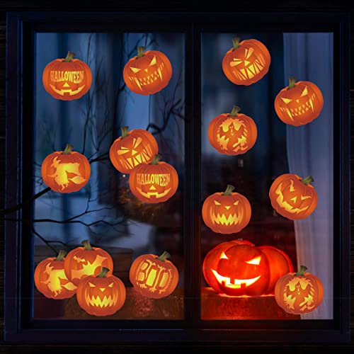 HPNIUB Halloween Fenster Aufkleber,Bunt Halloween Wandtattoo Wandaufkleber,Scary Halloween Fensterbild,DIY Abnehmbare PVC Kürbis Sticker für Schaufenster Wohnzimmer Schlafzimmer Tür Dekoration von HPNIUB