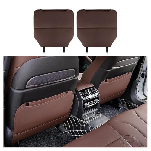 HPOUYDB 2 Stück Auto Rücksitz Anti Kick Pad, für Mazda 3 Hatchback BP 2019 2020 2021 2022 2023 2024 Wasserdicht Leder Rückenlehne Anti-Kick Pads Autositz RüCkenschutz,Brown von HPOUYDB