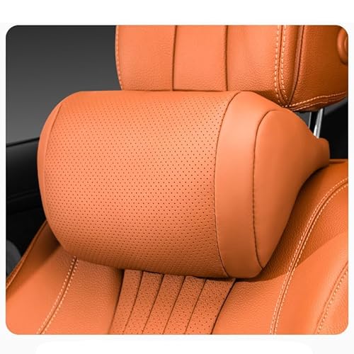 HPOUYDB Auto Kopfstütze, Für Benz GLC Coupe C254 2024 Auto-Nackenkissen Leder Und Baumwolle, Nackenstütze Auto Abnehmbar, Bequem Kopfstütze Auto Leder,Orange von HPOUYDB