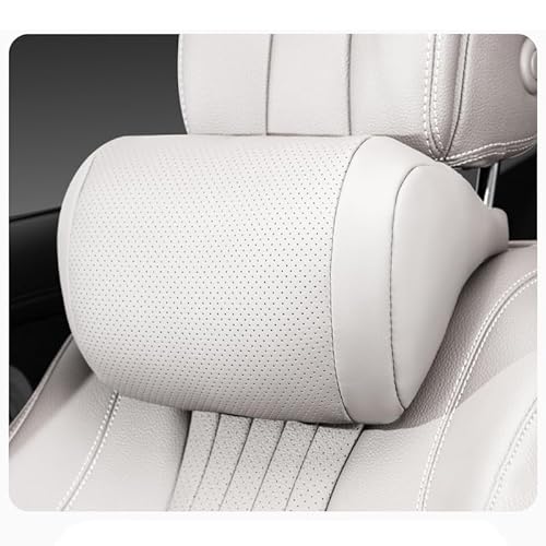 HPOUYDB Auto Kopfstütze, Für Subaru Levorg WRX 2014-2020 Auto-Nackenkissen Leder Und Baumwolle, Nackenstütze Auto Abnehmbar, Bequem Kopfstütze Auto Leder,White von HPOUYDB