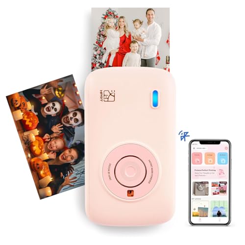 HPRT CP2100 Fotodrucker mit 10 Fotopapiers, Tragbarer 2,1 x 3,4 Mini farbdrucker, Bluetooth 5.0, Thermosublimation, farbstabil, 300 DPI Handy Fotodrucker für iPhone und Android von HPRT