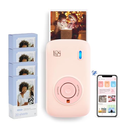 HPRT CP2100 Micro Portabler Fotodrucker für iPhone und Android Instant Fast Farbdrucker Bluetooth 5.0, Typ-C Aufladung Thermosublimations-Farbtechnologie, inkl 90 Blatt 53x86 mm Fotopapier von HPRT