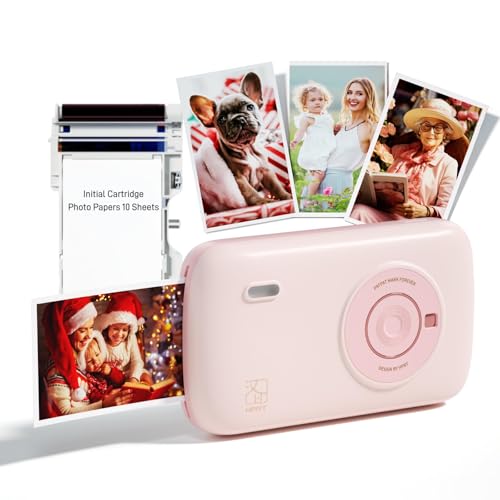 HPRT CP2100 Tragbarer Fotodrucker für iPhone & Android, 2.1x3.4 Mini-Sofort-Farbdrucker Typ-C-Ladung Bluetooth 5.0, Farbstoff-Sublimationstechnik anfänglich 10 Blätter im Lieferumfang Rosa von HPRT