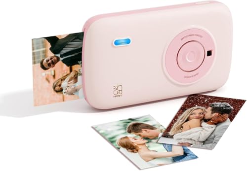 HPRT CP2100 Tragbarer Mini-Drucker, Thermosublimations-Fotodrucker mit 10 Blatt Fotopapier, Pinker Mobiler Fotodrucker Bluetooth 5.0 Wireless, 300 DPI von HPRT