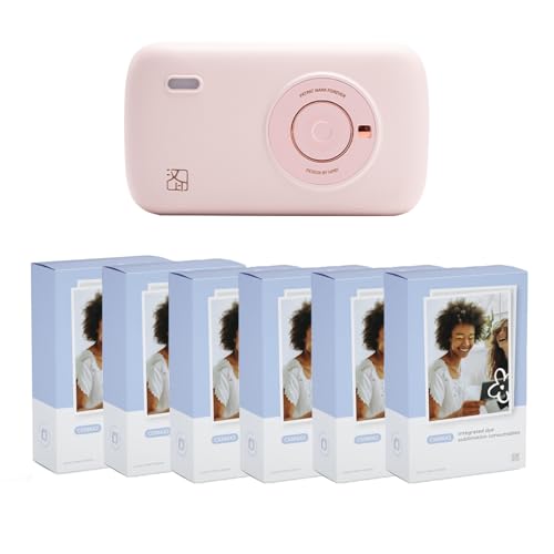 HPRT CP2100 tragbare Mini-Fotodrucker, Dye-Sublimations-Fotodrucker mit 130 Blatt Fotopapier, Pinker mobiler Fotodrucker Bluetooth 5.0 Wireless, 300 DPI von HPRT