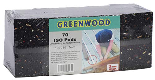 HPS® 70Stück 3mm - Gummipad, Terrassenpad, Gummigranulat, für den Terrassenbau. Diffusionsfähige Gummimischung als Unterlage und zum fein justieren für Unterkonstruktionen - Gummipads für Terrassenbau von HPS