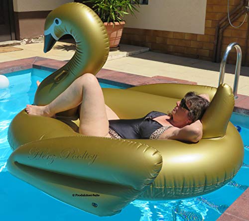 *NEU* Riesiger XXL aufblasbarer Goldener Schwan ~190x170x120 cm von Buosha