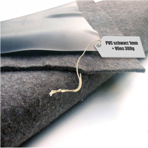 Teichfolie PVC 1mm schwarz in 4m x 3m mit Vlies 300g/qm von HPT