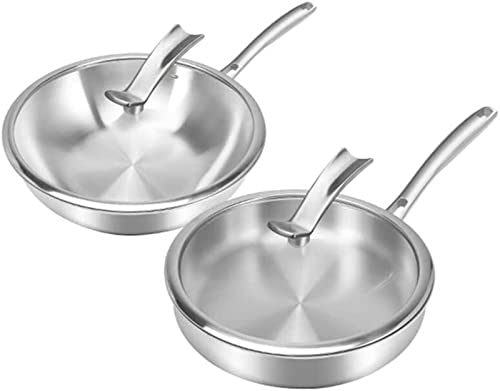 316 Edelstahl Topf Set Haushalt Küche Antihaft-Bratpfanne + Bratpfanne Set Kombination Küchensilien,A von HPTHLY