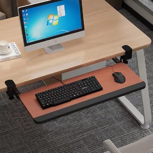 HPTHLY Ausziehbare Tastaturplattform Mit Klemme, Ergonomische Gleitablage Mit Handgelenkstütze, Halterung Unter Dem Schreibtisch von HPTHLY