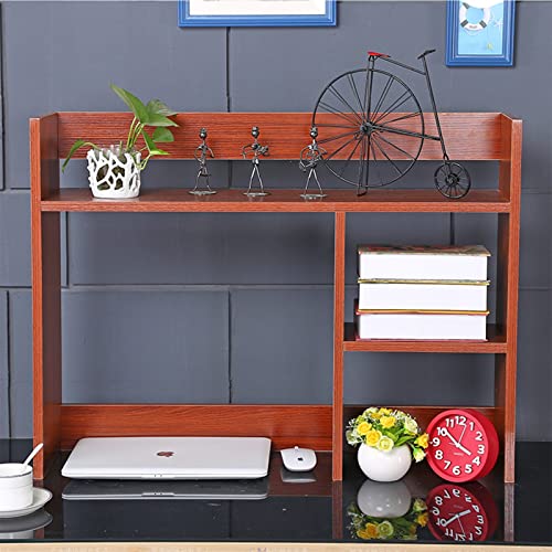 HPTHLY Bücherregal Für Den Schreibtisch Aus Massivholz, Mehrschichtiges Lagerregal Für Büro Und Wohnzimmer, Teakfarbe, 1 Größe,Walnut-60 * 20 * 60CM von HPTHLY