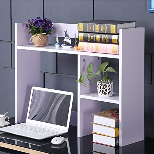 HPTHLY Bücherregal Für Den Schreibtisch Aus Massivholz, Mehrschichtiges Lagerregal Für Büro Und Wohnzimmer, Teakfarbe, 1 Größe,White-80 * 20 * 60cm von HPTHLY