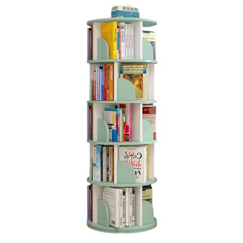 HPTHLY Drehbarer Bücherregalturm Mit 5 Ebenen Für Wohnzimmer Und Schlafzimmer, Stehend, Schwenkbar, 360°-Display, Drehbares Bücherregal, Rundes Design, Brauner Regals,Green-5 Tiers HPTHLY Drehbarer Bücherregalturm Mit 5 Ebenen Für Wohnzimmer Und Schlafzimmer, Stehend, Schwenkbar, 360°-Display, Drehbares Bücherregal, Rundes Design, Brauner Regals,Green-5 Tiers von HPTHLY