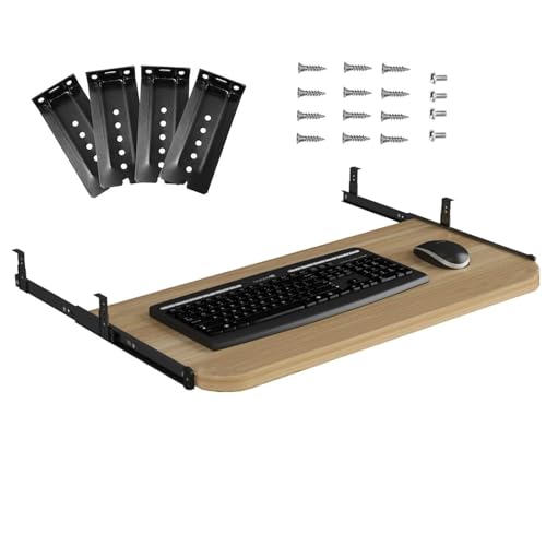 HPTHLY Ergonomische, Ausziehbare Tastaturablage Mit Abgerundeten Ecken, Schreibtischverlängerung Für Unter Den Schreibtisch, Höhenverstellbar Zur Verbesserung Der Körp von HPTHLY