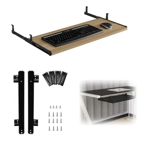 HPTHLY Ergonomische, Verschiebbare Tastaturablage Unter Dem Schreibtisch, Höhenverstellbare Schreibtischverlängerung, Tastaturschublade Aus Holz Zur Aufbewahrung Der M HPTHLY Ergonomische, Verschiebbare Tastaturablage Unter Dem Schreibtisch, Höhenverstellbare Schreibtischverlängerung, Tastaturschublade Aus Holz Zur Aufbewahrung Der M von HPTHLY