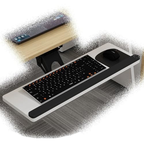 HPTHLY Große Tastaturablage Unter Dem Schreibtisch, 360° Drehbarer Tastaturständer, Einstellbare Höhe/Neigung, Ergonomische Computerschublade Für Gaming-Schreibtisch I von HPTHLY