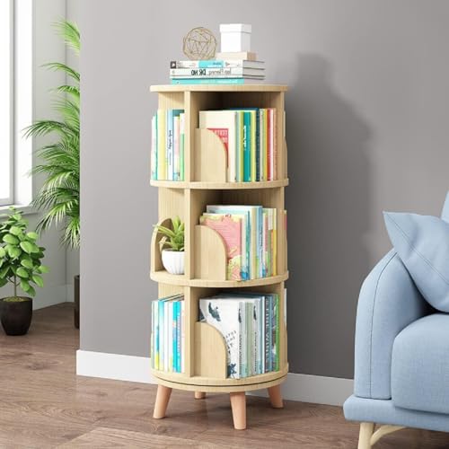 HPTHLY Modernes Drehbares Bücherregal Mit Einzigartigem Design. Stehendes Bücherregal Mit 2 Ebenen, Organizer, Lagerregal Für Das Schlafzimmer, Einfach Zu Montieren, O,3 Tier von HPTHLY