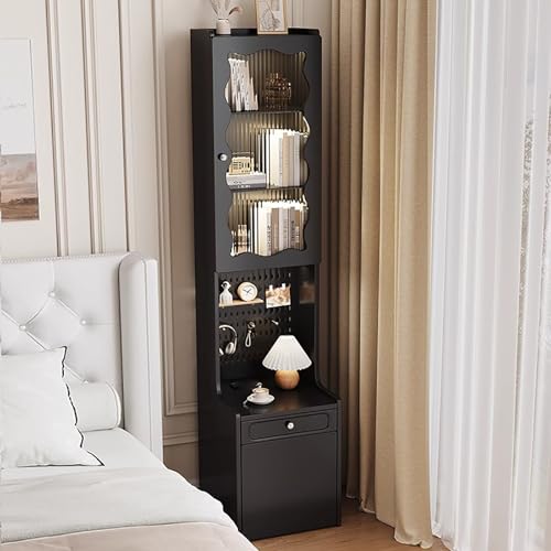 HPTHLY Nachttisch Aus Holz Mit Schublade Und Ablageflächen Für Schlafzimmer Oder Wohnzimmer Solider Und Stabiler Beistelltisch Für Enge Räume Schwarzes Nachttisch-Büc,Black-40x40x175cm HPTHLY Nachttisch Aus Holz Mit Schublade Und Ablageflächen Für Schlafzimmer Oder Wohnzimmer Solider Und Stabiler Beistelltisch Für Enge Räume Schwarzes Nachttisch-Büc,Black-40x40x175cm von HPTHLY