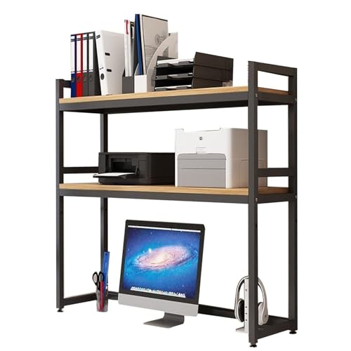 HPTHLY Schreibtisch-Organizer-Rack Aus Metall Mit 2 Ebenen, Verstellbares Bücherregal Für Die Arbeitsplatte Für Büro, Schlafsaal, Schreibtisch-Bücherregal Mit Aufbewa,Black-85X32X90cm von HPTHLY
