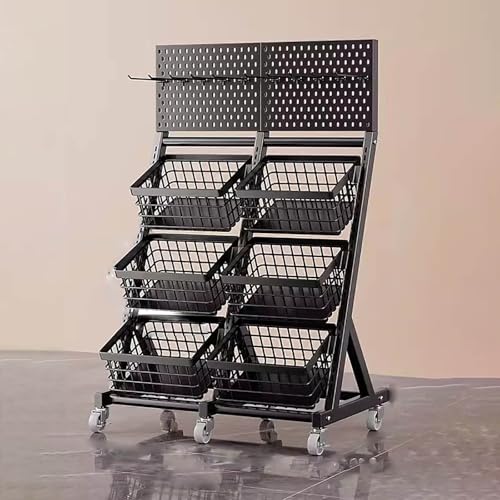 HPTHLY Schwarzer Küchenwagen Mit 3 Und 4 Ebenen – Multifunktions-Rollwagen Mit Feststellbaren Rädern – Freistehender Snackständer Zur Aufbewahrung Von Lebensmitteln, E,One Color-4 Tier- Double Row von HPTHLY